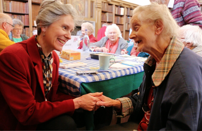 The Revd Dr Jo Wells talks with Dorothy, 87, at Lambeth Palace.