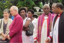 Archbishop Justin Welby and Caroline Welby with Archbishop Bernard Ntahoturi in Burundi earlier this month.