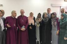 Archbishop Justin Welby and Archbishop Suheil Dawani with members of Gaza’s Christian community at Ahli Arab Hospital, Gaza City, 4th May 2017.