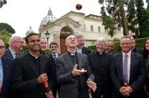 Archbishop Justin Welby meets the Vatican First XI during his visit to Rome.