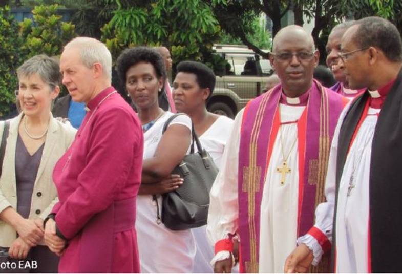 Archbishop Justin Welby and Caroline Welby with Archbishop Bernard Ntahoturi in Burundi earlier this month.