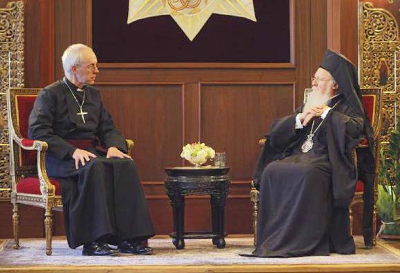 Archbishop Justin and Patriarch Bartholomew in Istanbul, January 2014.