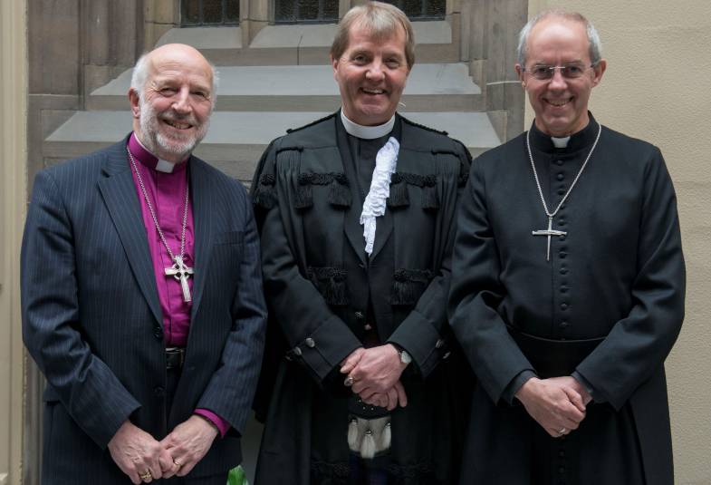 l-r: The Most Revd David Chillingworth, Primus of the Scottish Episcopal Church; the Revd Dr Russell Bar, Moderator of the Church of Scotland; the Most Revd Justin Welby, Archbishop of Canterbury. (Photograph: Andrew O'Brien/Church of Scotland)