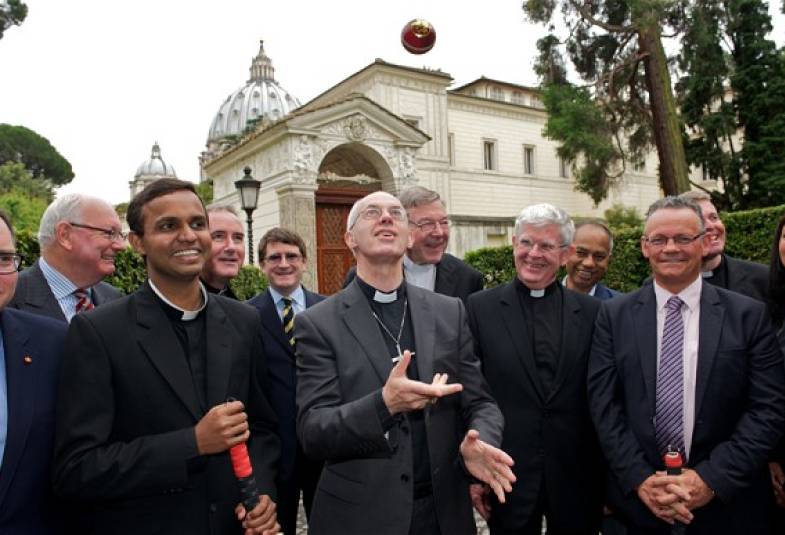 Archbishop Justin Welby with the Vatican XI in Rome, 15 June 2014.