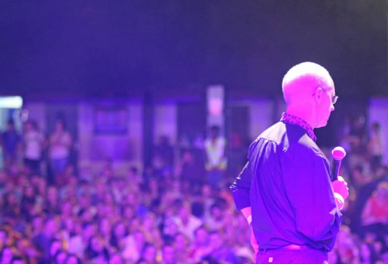 Archbishop Justin onstage during evening worship with 4,000 young people attending Soul Survivor festival. 