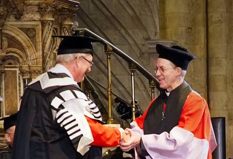 Archbishop of Canterbury receiving an honorary degree from Durham University.