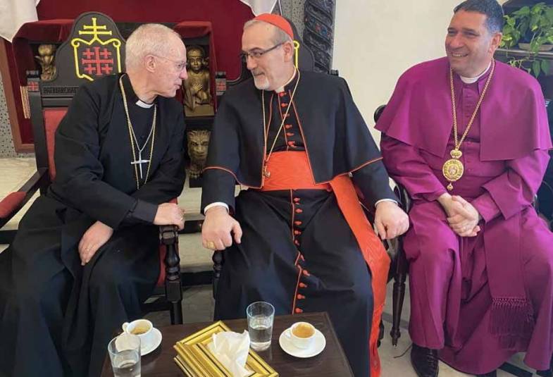 Archbishop Justin with Cardinal Pizzabella and Archbishop Hosam 