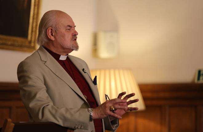 Bishop Richard Chartres speaking at Lambeth Palace, 30 September 2015. (Photograph: Lambeth Palace) 