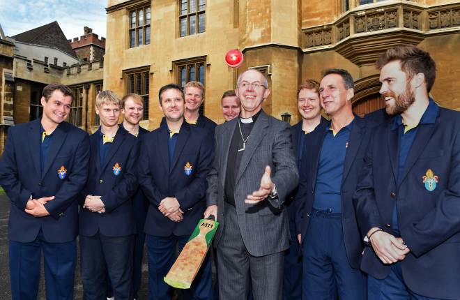 Archbishop Justin with the Archbishop's XI at Lambeth Palace, 6 October 2015. (Photograph: Richard Watt) 
