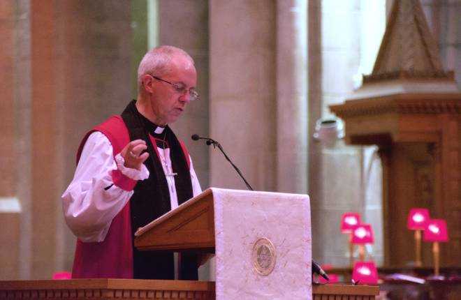 Archbishop Justin Welby at St Anne's Cathedral, Belfast, 1 November 2015. (Photograph: Zach Dunn)