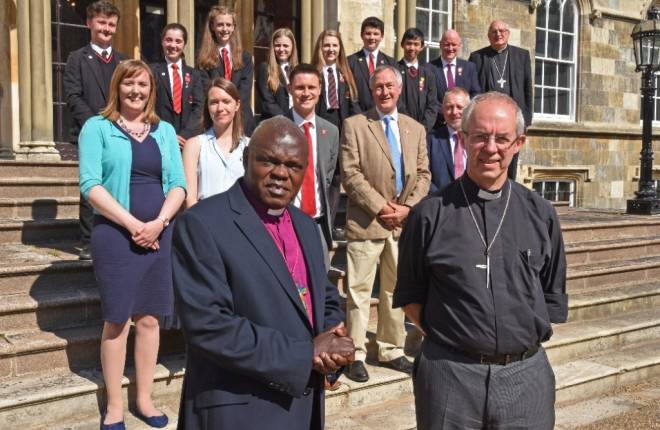 Archbishops of York and Canterbury with young people at Bishopthorpe 
