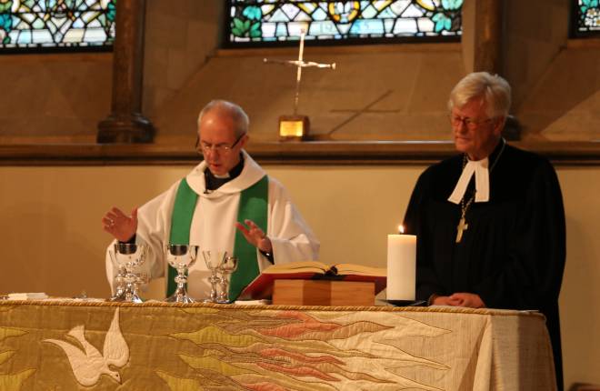 Justin Welby and Bishop Heinrich in Lambeth Palace Chapel 
