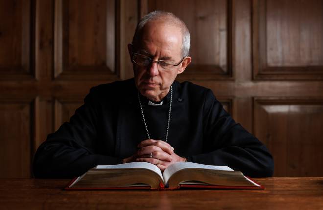 Archbishop Justin and the Coronation Bible